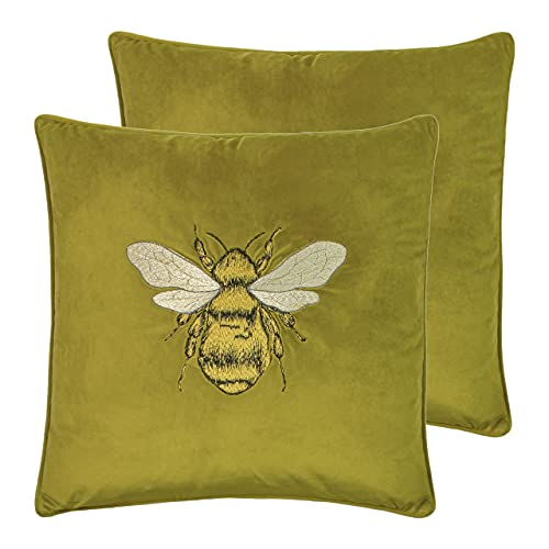 Paoletti Hortus Polyester Filled Cushions (Twin Pack), Polyester, Olive