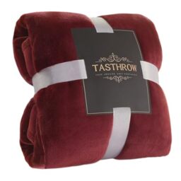 TASTHROW Large Flannel Fleece Throw Blanket, 90??108 Inch - Cozy Lightweight Thick Blanket - All Seasons Suitable for Women, Men and Kids (Burgundy)