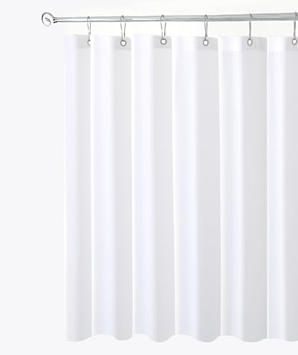 Biscaynebay Fabric Extra Long Shower Curtain Liners, White 72 Inch Width by 108 Inch Length, Water Resistant Bathroom Curtains, Rust Resistant Grommets Top Weighted Bottom Machine Washable
