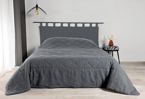 LINDER Libeccio 100% Linen Bedspread 180 x 240 cm Charcoal Grey