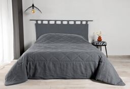 LINDER Libeccio 100% Linen Bedspread 180 x 240 cm Charcoal Grey