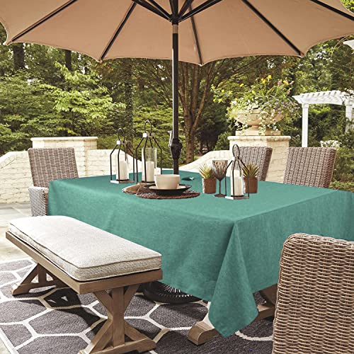 youngseahome Outdoor Tablecloth Wrinkle-Free Stain Resistant Waterproof Polyester Fabric Table Cover with Zipper Umbrella Hole for Picnic/Party/Dinner/Patio Garden(60??84inch,Zippered,Green)