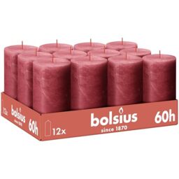 Bolsius - Rustic Candle - Red - Pack of 12-13 cm - Decorative Candles - Contains Natural Plant Wax - No Palm Oil