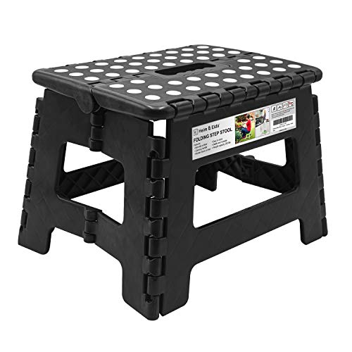 Folding Step Stool - 9 inch Height Foldable Stool For Kids & Adults, Kitchen Garden Bathroom Collapsible Stepping Stool (Black) 1