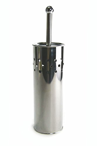 Galileo Casa 2165301 Toilet Brush Holder, Steel, White/Silver, 9.5 x 9.5 x 38.5 cm