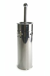 Galileo Casa 2165301 Toilet Brush Holder, Steel, White/Silver, 9.5 x 9.5 x 38.5 cm