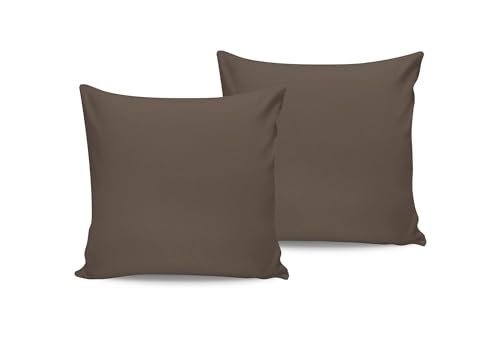 Premium Pillowcase Set (2 Pieces), 80 x 80 cm, 100% Cotton Ranforce, 117 g/m², Elegant Brown Colour, Soft & Durable for Cosy Comfort