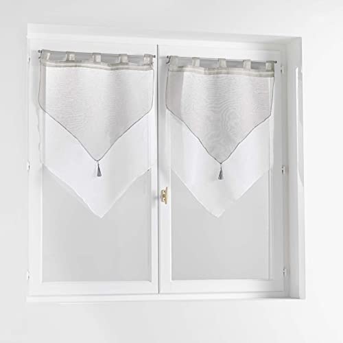Douceur d'Intérieur 2 x 2 x 60 x 120 cm, double curtain, sand, duetto, grey/white