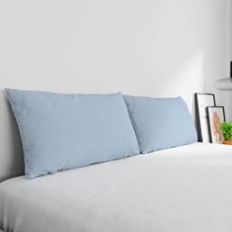 Max Color Pair of Pillowcases 100% Cotton, Made in Italy, Pillowcase Size 50 x 80 cm with Inner Flap, Plain Colour - Blue