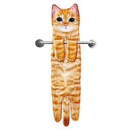 Funny Hand Towels for Bathroom Kitchen Decor - Cute Cat Hanging Hand Towel Kitchen Gadgets - Unique Housewarming Birthday Christmas Cat Lover Gift Ideas for Women Mom Lady Adults