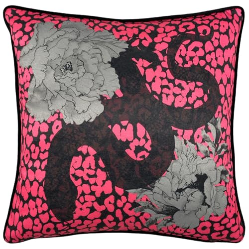 furn. Serpentine Cushion Cover, Polyester, Pink/Charcoal