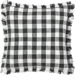 Yard Barton Check Fringed Cushion Cover (Black, 45 x 45 cm)