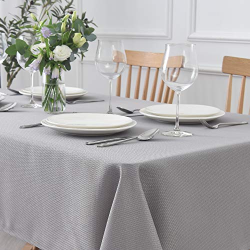 maxmill Square Jacquard Tablecloth Water Resistance Antiwrinkle Spill Proof Textured Table Cloth, Fabric Table Cover for Buffet Banquet Parties Event Holiday Dinner, 70 x 70 Inch, Light Gray