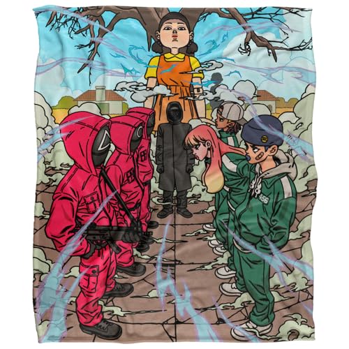Squid Game Season 3 Anime Stand-Off Silky Touch Super Soft Throw Blanket 152 X 127 cm, White