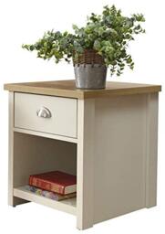 GFW Lancaster Living Room Lamp Table, 45 cm Width x 50 cm Height x 45 cm Depth, Cream