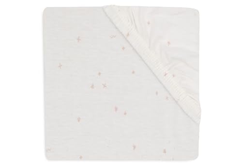 Jollein Jersey Fitted Sheet, Twinkling, Wild Rose, 70/75 x 140/150 cm, 100% Cotton, Oeko-Tex Certified