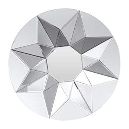 Premier Housewares 3D Round Shaped Wall Mirror For Garden And Bedroom MDF Reflective Bathroom Mirrors Wall Mounted Contemporary Geometric Design Hallway Walls Mirrors 80 x 6 x 80