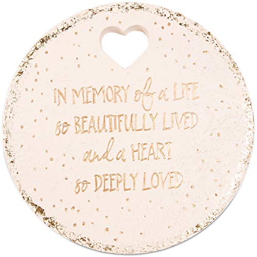 "Pavilion Gift Company 22213 in Memory of A Life So Beautifully Live and A Heart So Deeply Loved-10 Inch Weather Proof 10"" Garden Stone, Round, Beige"