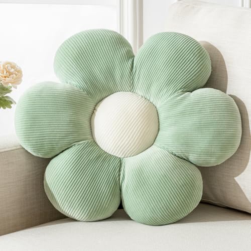 "Vdoioe Flower Pillow, Flower Shaped Throw Pillow Cushion Seating six Petal 15.75"" Green Flower PlushThrow Pillow Floor Pillows Home Decorative Seating Cushions"