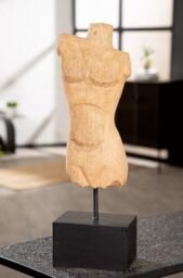 GILDE Mango Wood Torso Sculpture Natural Matt Man Shape 42 cm High 13 cm Wide 9 cm Deep