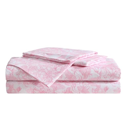 Betsey Johnson - Twin XL Sheets, Fade & Wrinkle Resistant Bedding Set with Matching Sham(s), Soft & Lightweight Bedding Essentials (Fairytale Floral Pink, Twin XL)