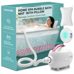 SereneLife Bubble Bath Spa Mat with LED Remote, Bath Jets and Heater