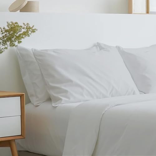 100% Pure Cotton, 300 TC Single Fitted Sheet - Hotel Quality Crisp Percale Sheets, Skin Friendly & Breathable - Snug Fit Technology 4 Corner Straps for Zero Bunching - Light Grey