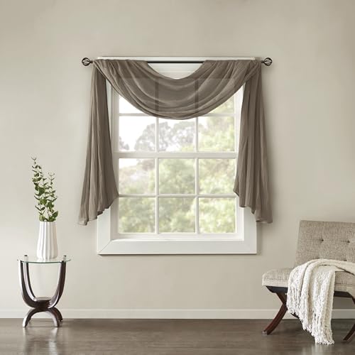 "Madison Park Window Curtain Panels, Polyester, Taupe, 144"" x 42"""