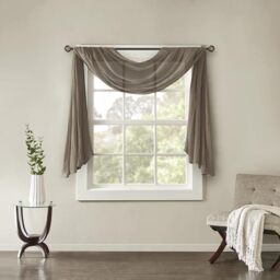 "Madison Park Window Curtain Panels, Polyester, Taupe, 144"" x 42"""