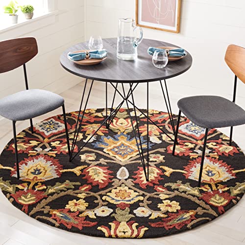 Safavieh Contemporary Rug for Living Room, Dining Room, Bedroom - Blossum Collection, Short Pile, in Charcoal and Multicolor, 183 X 183 cm