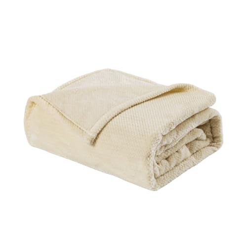 Sonvie Bedding Flannel Throw Blanket (200x240 cm), Cream White