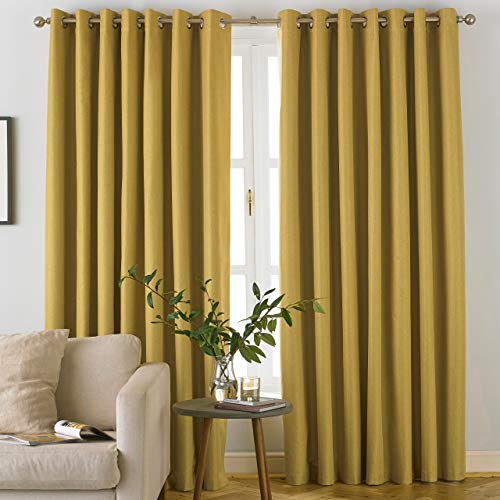 furn. Moon Eyelet Blackout Curtains, Polyester, Ochre, 168 x 137cm, MOON/RT0/OCR