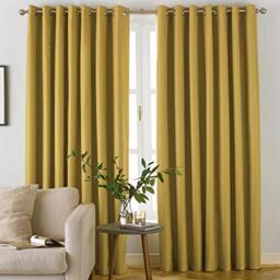 furn. Moon Eyelet Blackout Curtains, Polyester, Ochre, 168 x 137cm, MOON/RT0/OCR