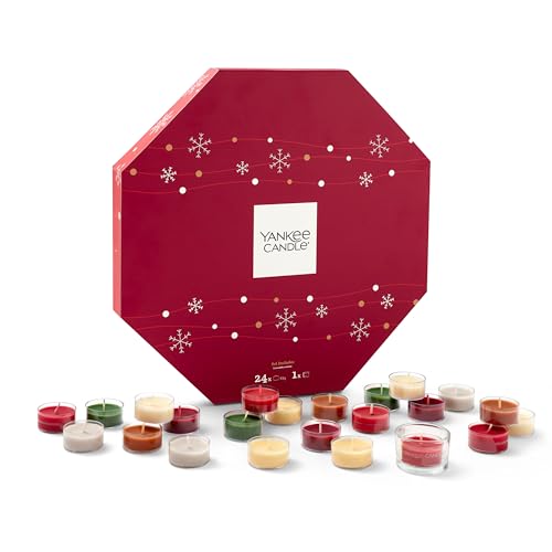 Yankee Candle Advent Calendar 2025 Wreath - Scented Candles Gift Set - 24 Scented Tea Lights and 1 Tea Light Holder - Gifts for Women