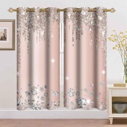 MIZSYE Sparkling Diamond Curtains Rose Gold Sparkling Drips Wall Decoration Inspiration Art Blackout Curtains for Bedrooms Living Rooms 2 Panels 42x63inch CLZYMS126
