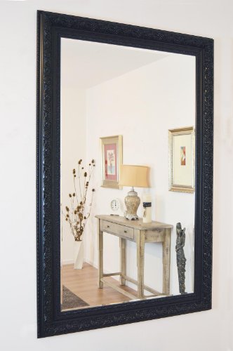 Bevelled Elegant Hand Made Large Black Ornate Mirror 6ft10 X 4ft10 208cm X 147cm