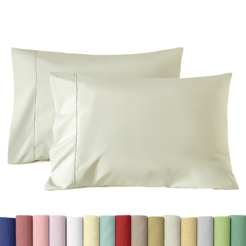 WINLIFE 100% Cotton Pillow Cases Standard Size Set of 2, 20??26 inch Oatmeal - Egyptian Hotel Luxury Pillowcases, Soft and Breathable, Envelope Closure