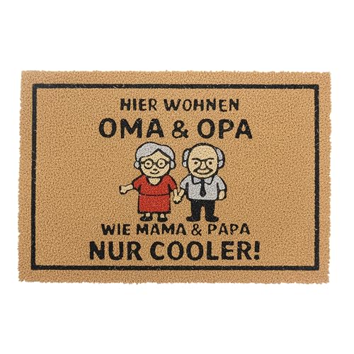 Relaxdays Coconut Doormat 60x40cm, Door Mat for Grandma & Grandpa, Non-slip, Weatherproof, Indoor & Outdoor, Colourful