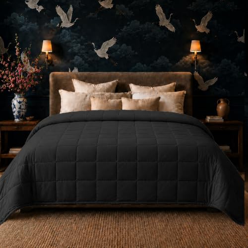 HomeSmart 30lbs Black Weighted Blanket Queen Size - Premium Ultra Soft Fabric - Heavy Blanket