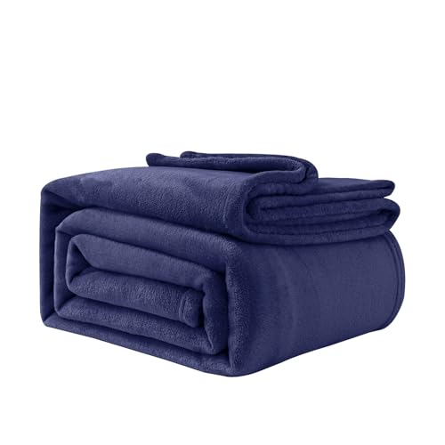 Good Nite Fleece Blanket Fluffy Blankets 230x270cm Throws For Sofas Soft Large Blankets and Throws for Adults Warm Machine Washable (Navy, Super King)