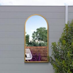 "The Arcus - Gold Metal Framed Arched Garden Wall Mirror 31"" X 16"" (80CM X 40CM). Suitable for Outside and Inside."