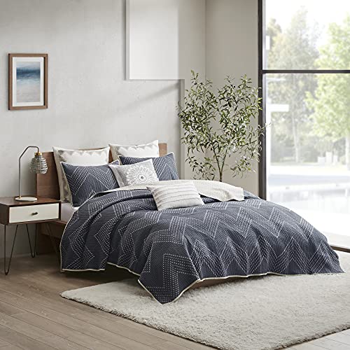 "INK+IVY All Season, Lightweight Coverlet, Cozy Bedding, Matching Shams, Cotton, Pomona Navy, King/Cal King(104""x92"")"
