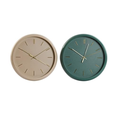 Home ESPRIT Modern Wall Clock PVC Green Pink 30 x 4 x 30 cm (Pack of 2)
