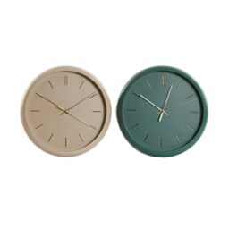 Home ESPRIT Modern Wall Clock PVC Green Pink 30 x 4 x 30 cm (Pack of 2)