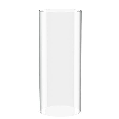 "SUNWO Borosilicate Glass, Clear Candle Holder, Glass Chimney for Candle Open Ended, Glass Hurricane Candle Holders Diameter 4.7"", Height 12"""
