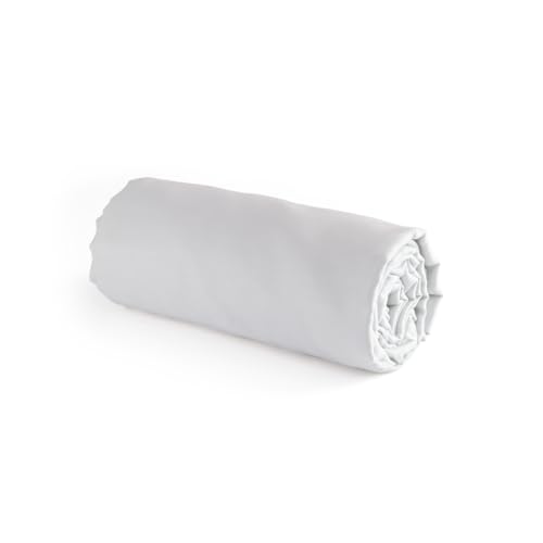 Pure Cotton - 100% Cotton Satin Fitted Sheet - Elegant Bed Linen - Soft, Style and Comfort - Washable at 40°C - 160 x 200 x 30 cm - Plain, Off White