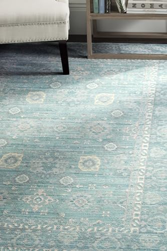 Safavieh Craft Art-Inspired Indoor Woven Rectangle Area Rug, Valencia Collection, VAL110, in Alpine Blue / Multi, 152 X 244 cm for Living Room, Bedroom or Any Indoor Space