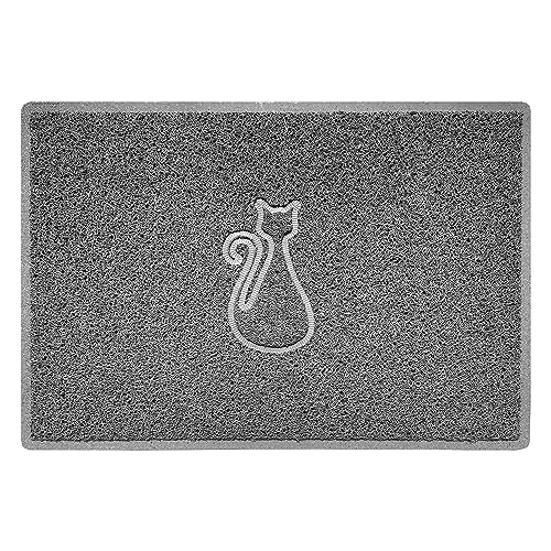 Nicoman CAT Embossed Shape Door Mat Dirt-Trapper Washable Barrier Doormat-(Use Indoor or Sheltered Outdoor)-(90x60cm/3x2ft,Large) Grey