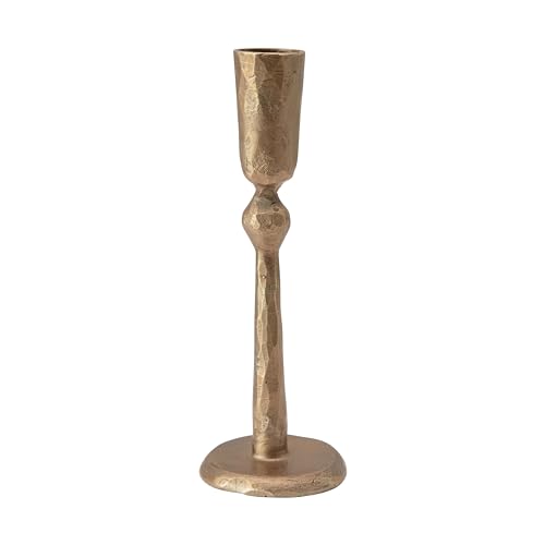 Creative Co-op Candle Holder, Metal Brass, 7” H