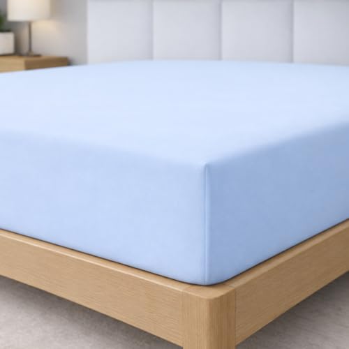 Degrees home Fitted Sheet 90 x 190 cm Adjustable – Brushed Microfibre – Light Blue